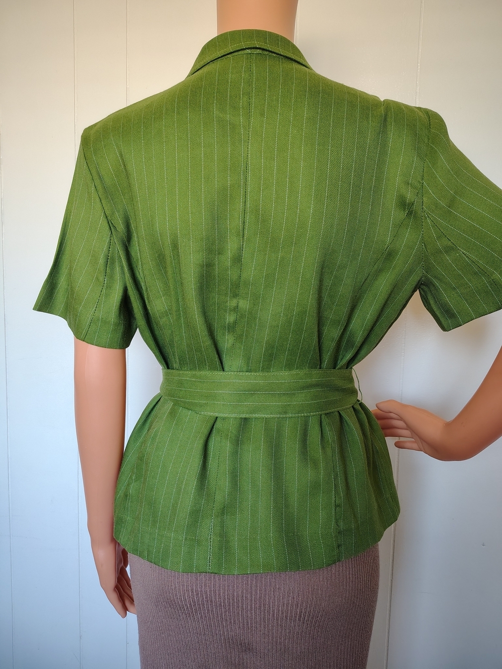 New York & Company Lime Green Pinstripe Blazer Size S - Picture 2 of 8